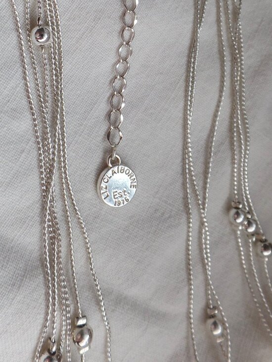 Liz Claiborne Jewelry - Liz Claiborne Silver Tone Bead Station 3 Stand Necklace